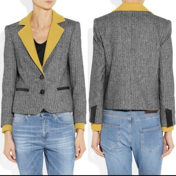 Anthracite Herringbone Wool Blend Blazer - Picture 9 of 9